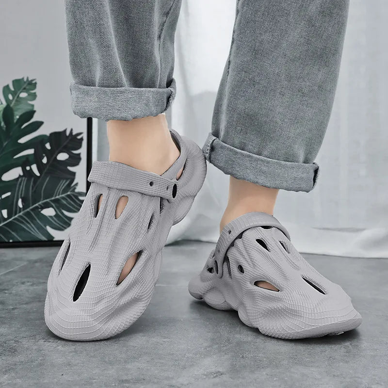 Hollow-Hole EVA Clog Sandals – Black, Khaki, Pink, Grey & White | EU 35–45