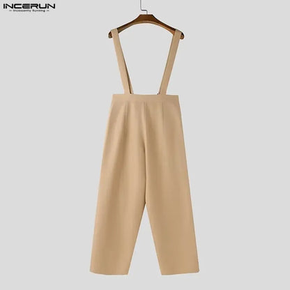 INCERUN Men's Sleeveless Strap Jumpsuit – Loose Irregular Overalls Streetwear | S–5XL