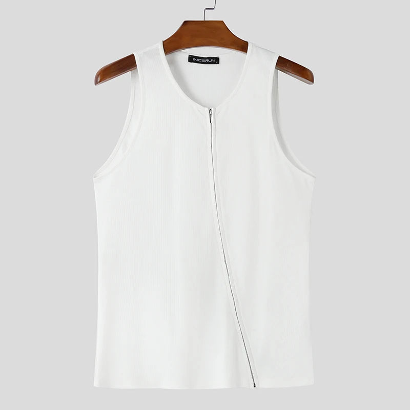Solid Colour Knitted Tank Top | O-Neck | 3 Colours | S–3XL