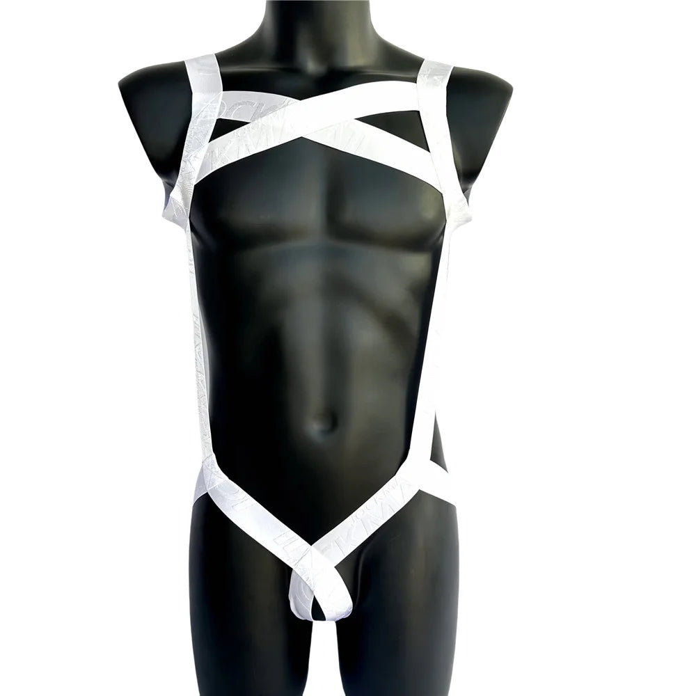 JOCKMAIL Hollow-Out Ring Strap Harness Bodysuit