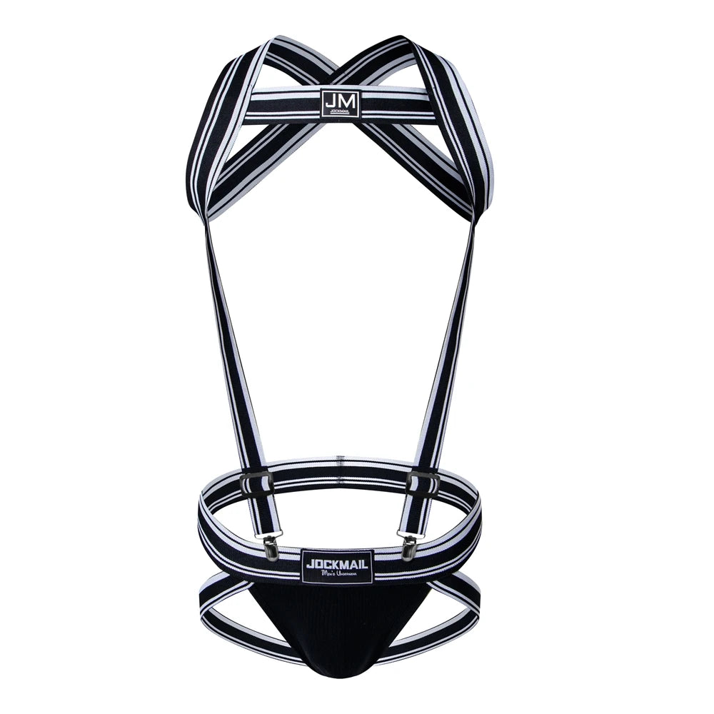 Jockstrap & Harness Set – Blue, White, Black, Pink & Red | M–2XL | Nylon & Lycra