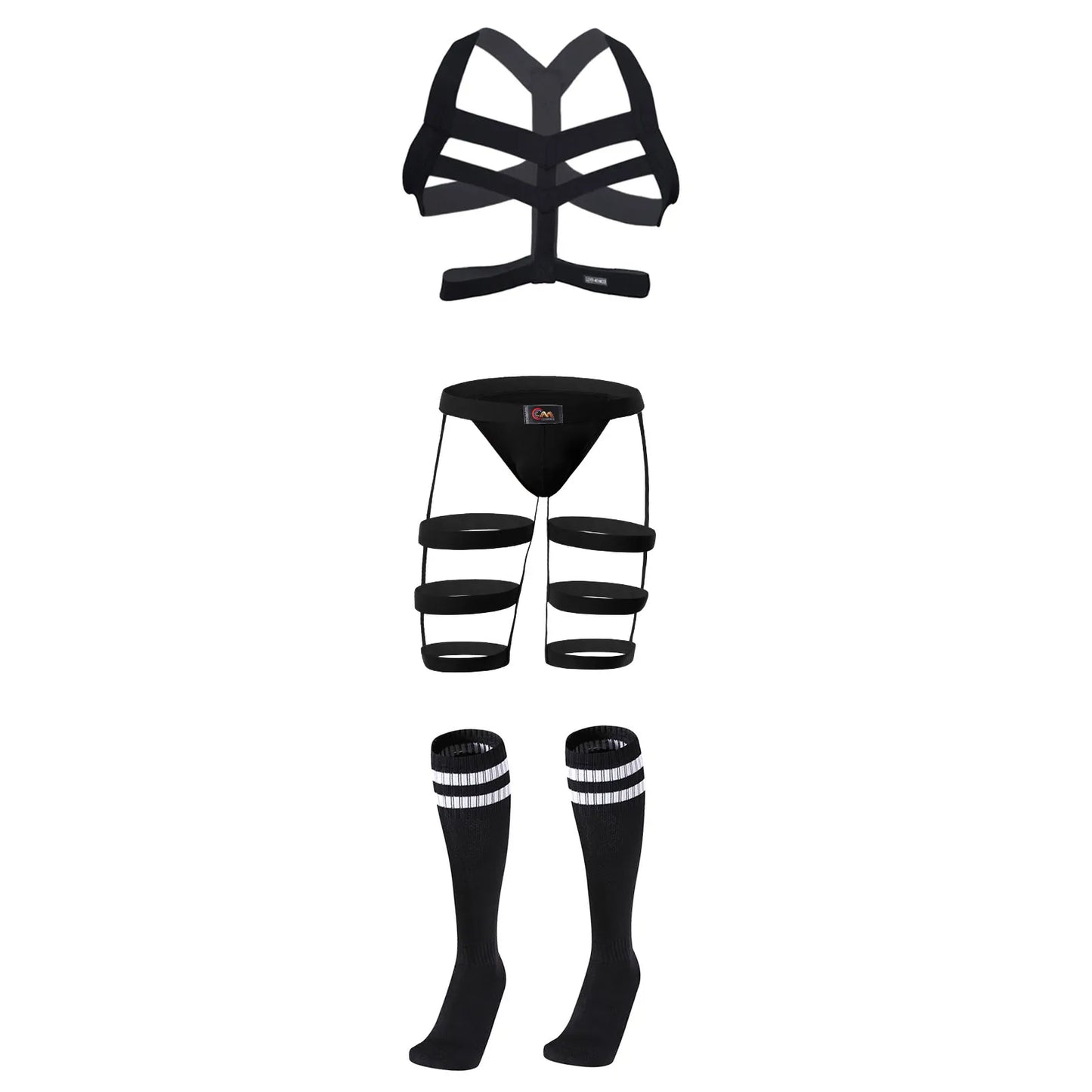 Jockstrap & Thigh Harness Set – Black, Black/White, White & Red | One Size