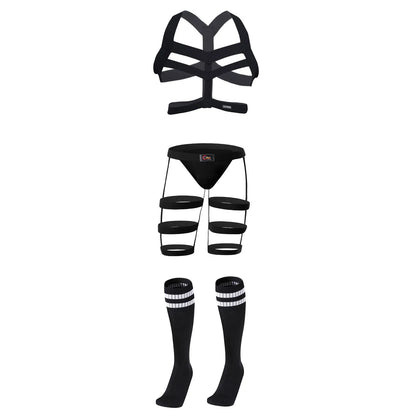 Jockstrap & Thigh Harness Set – Black, Black/White, White & Red | One Size