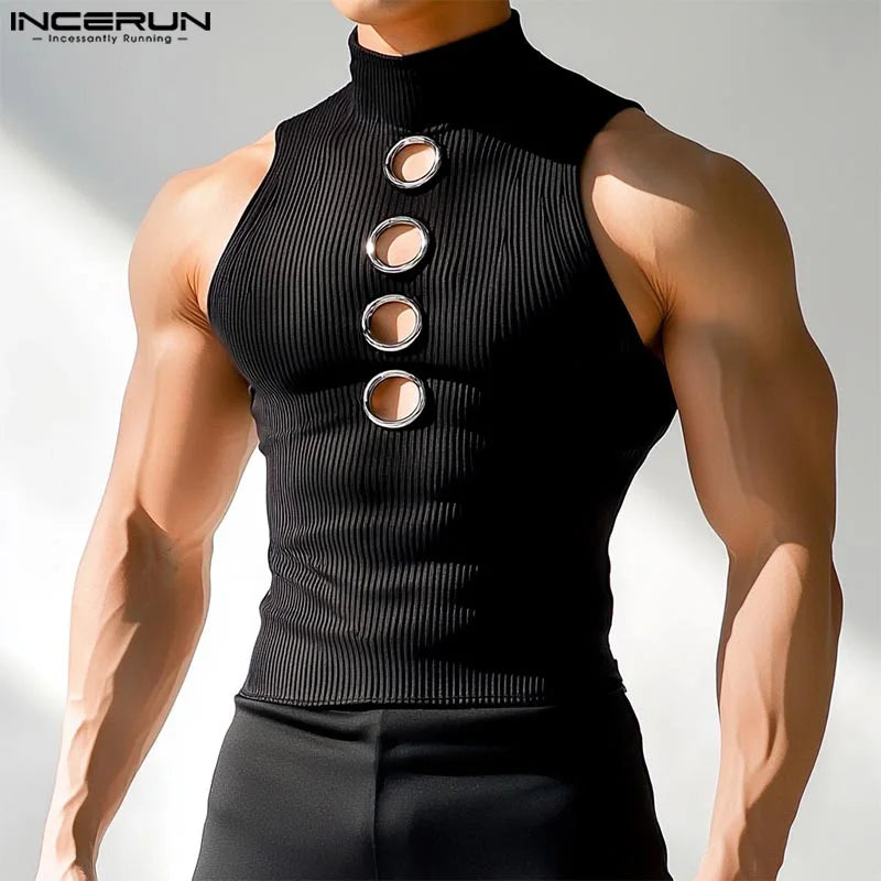 Hollow Out Knitted Tank Top | Turtleneck | 3 Colours | S–5XL