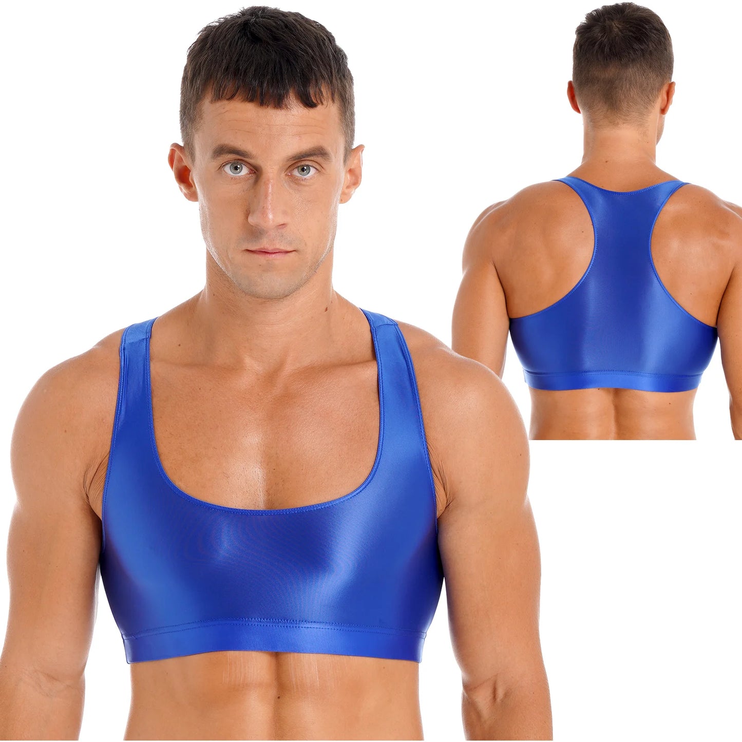 Men's Crop Top | Deep U-Neck Y-Back | 9 Colours | L & XL