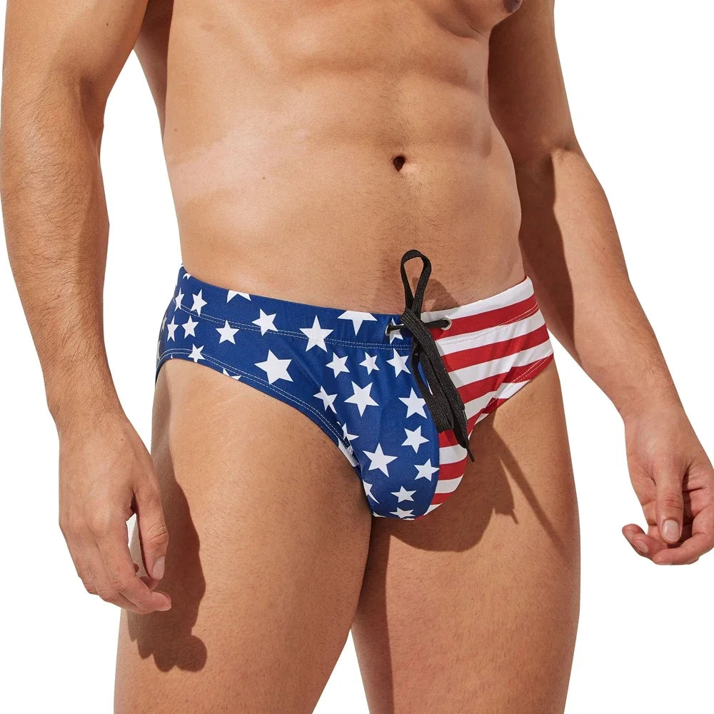 Jockmail Push Up Swim Brief American Flag