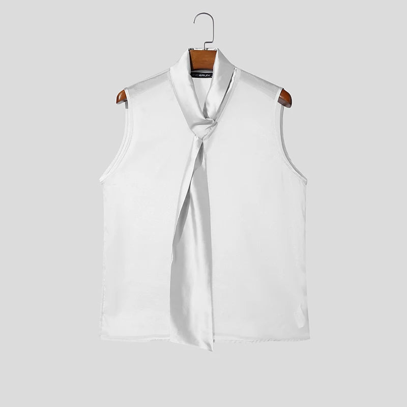 See-Through Sleeveless Shirt – Gray, Black & White | S–5XL