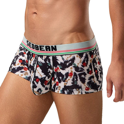 Printed Stretch Boxer Shorts – Cherry Black, Cherry Blue & Flowers | M–2XL | Polyester & Elastane
