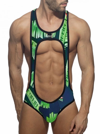 Gymnastics Bodysuit – Black, White, Yellow & Green | M–2XL | Nylon & Lycra
