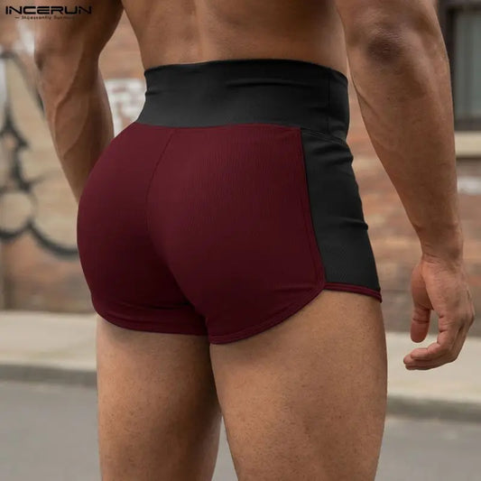 INCERUN Men's Color-Block Patchwork Shorts – Slim Fit Summer Streetwear | S–XXXL