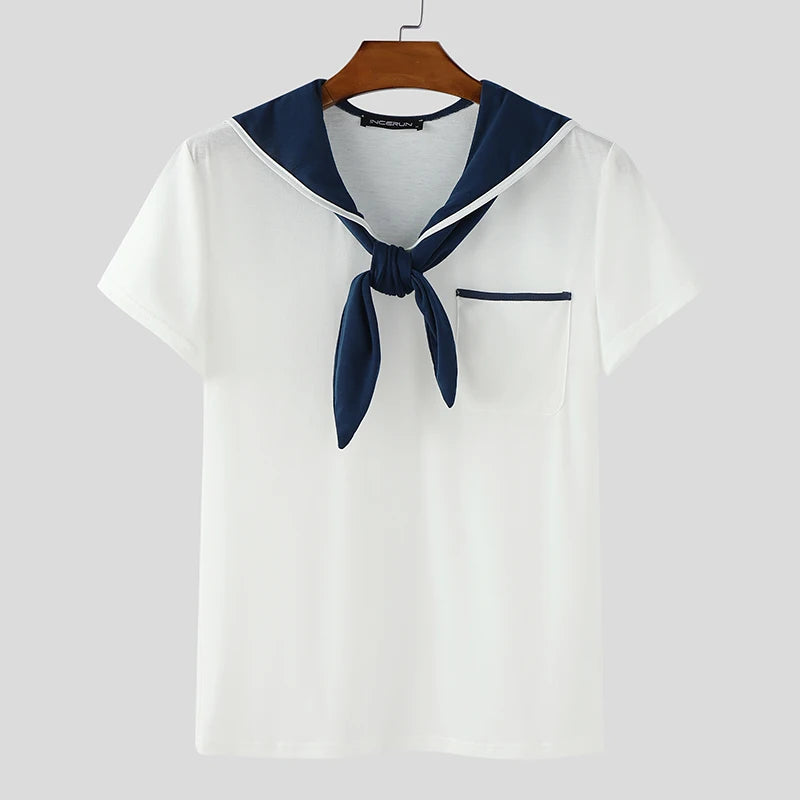 INCERUN Men's Sailor Shirt – Nautical-Inspired Casual Streetwear Top | S–5XL