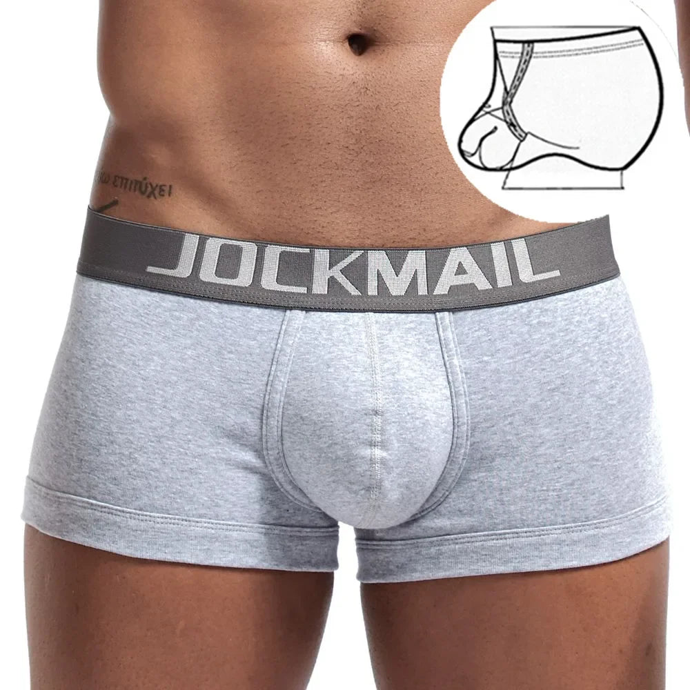 Low-Rise Boxer Brief with Inner Ring – Black, Gray & White | M–2XL | Cotton & Lycra