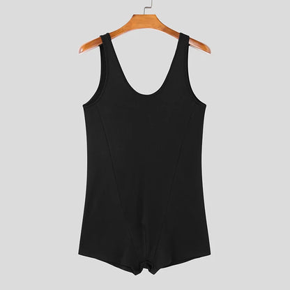 U-Neck Sleeveless Bodysuit – Wine Red & Black | S–3XL | Polyester & Spandex