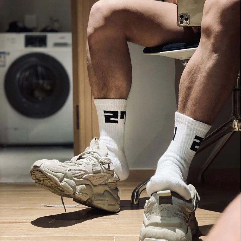 Statement Crew Socks – Black & White | One Size | Cotton & Elastane