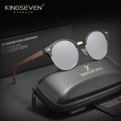 Polarised Round Wooden Sunglasses – 6 Colours | One Size | Plastic & Polycarbonate