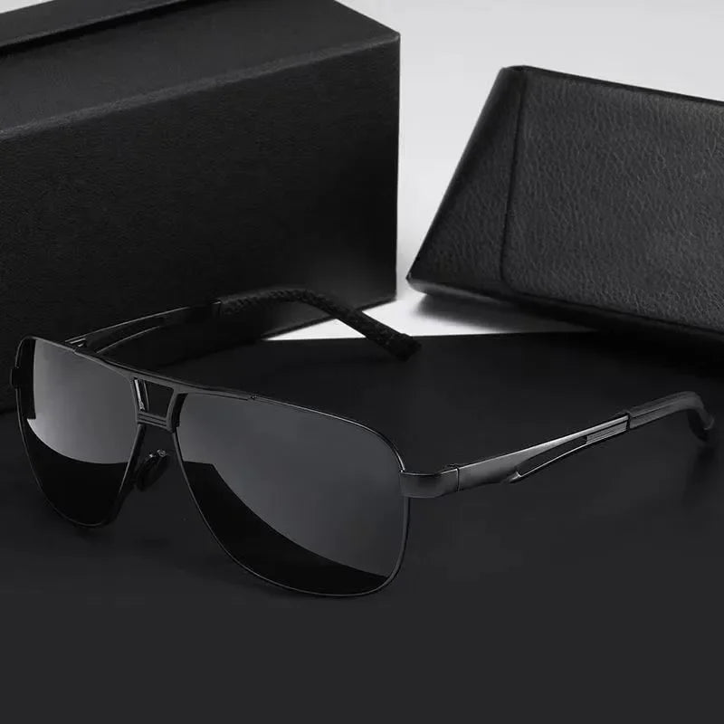 Square Photochromic Polarized Sunglasses – Silvery, Red, Golden & Black | One Size | Aluminium & TAC