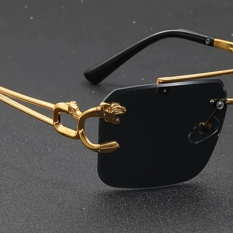 Frameless Punk Sunglasses – UV400 | 2 Colours | Gold Detail