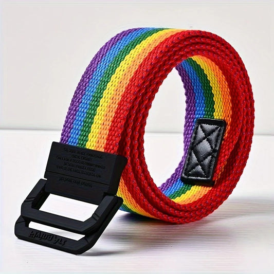 Pride Flag Stripe Canvas Belt – 9 Designs | Double Ring Buckle | 125cm
