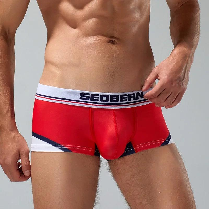 Seobean Ice Silk Low-Rise Boxer Briefs – 4 Colours | M–2XL | Polyester & Elastane
