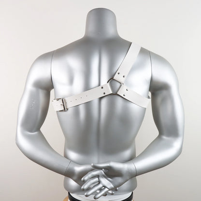 White Diagonal Shoulder Harness – Minimalist Bold Statement Harness | One Size