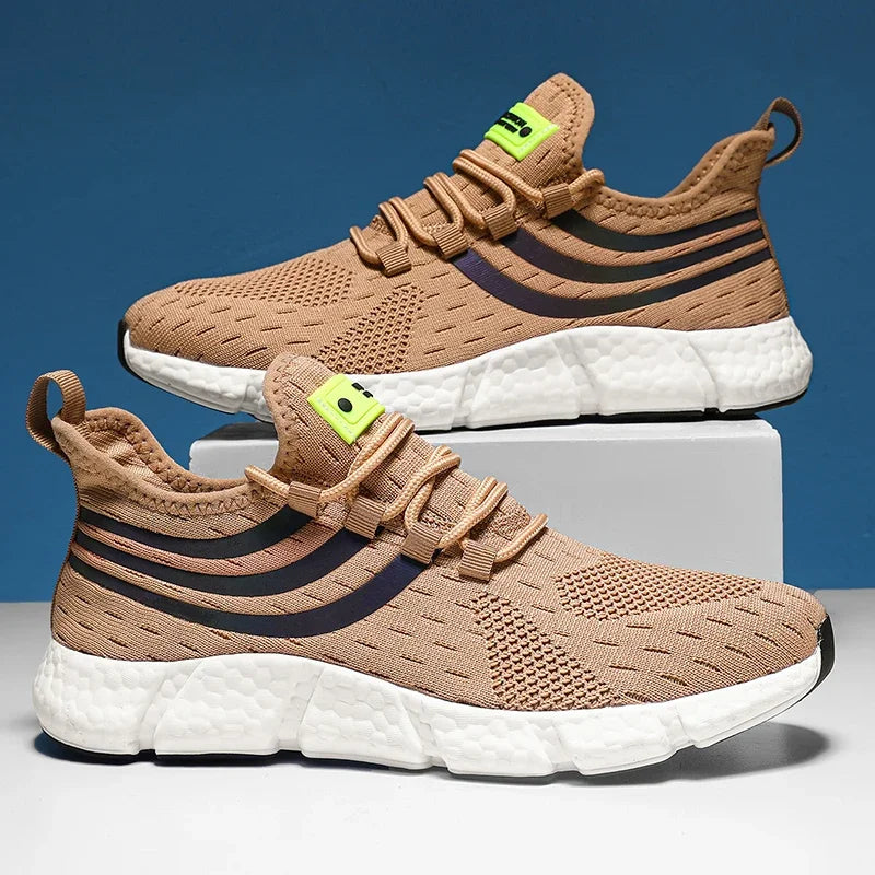 Striped Air Mesh Sneakers | Khaki | EU 36–46
