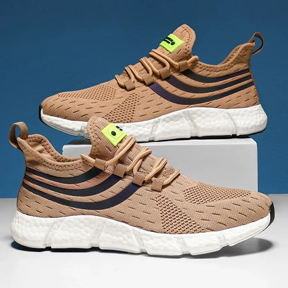 Striped Air Mesh Sneakers | Khaki | EU 36–46