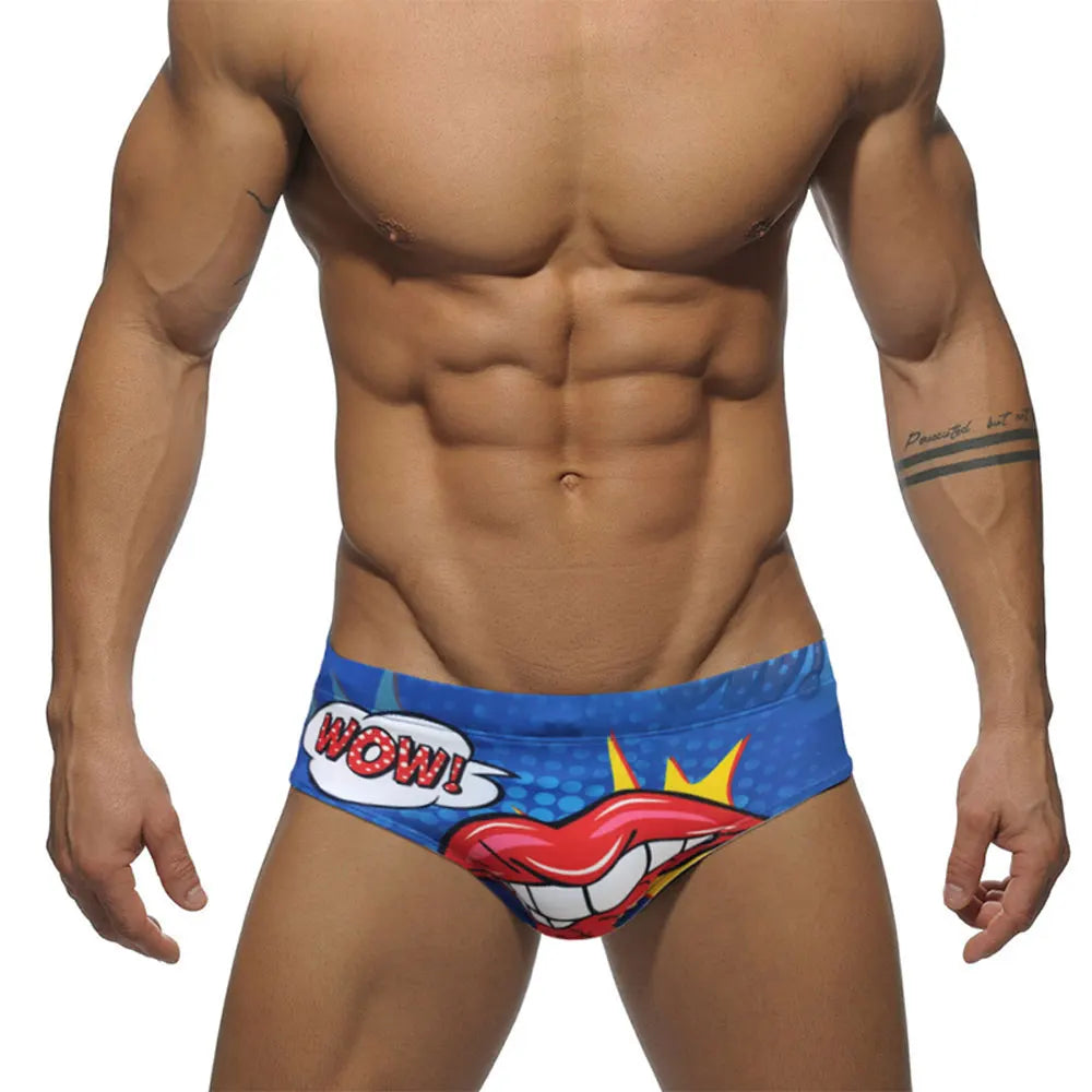 Star Print Swim Brief – With or Without Pad | M–2XL | Polyester & Elastane