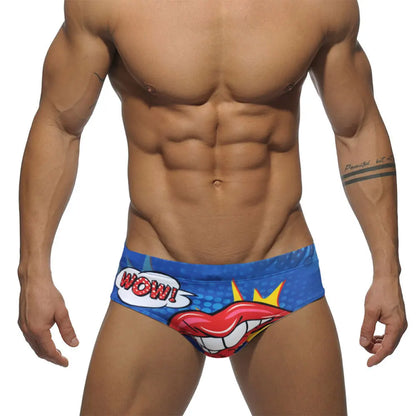 Star Print Swim Brief – With or Without Pad | M–2XL | Polyester & Elastane
