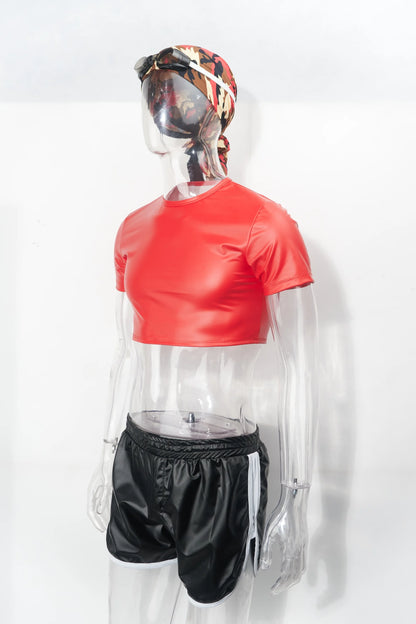 Shiny Short-Sleeve Top – 3 Colours | M–4XL | Polyester