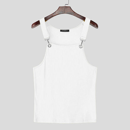 Incerun Ribbed Tank Top | Yellow, White & Black | S–3XL