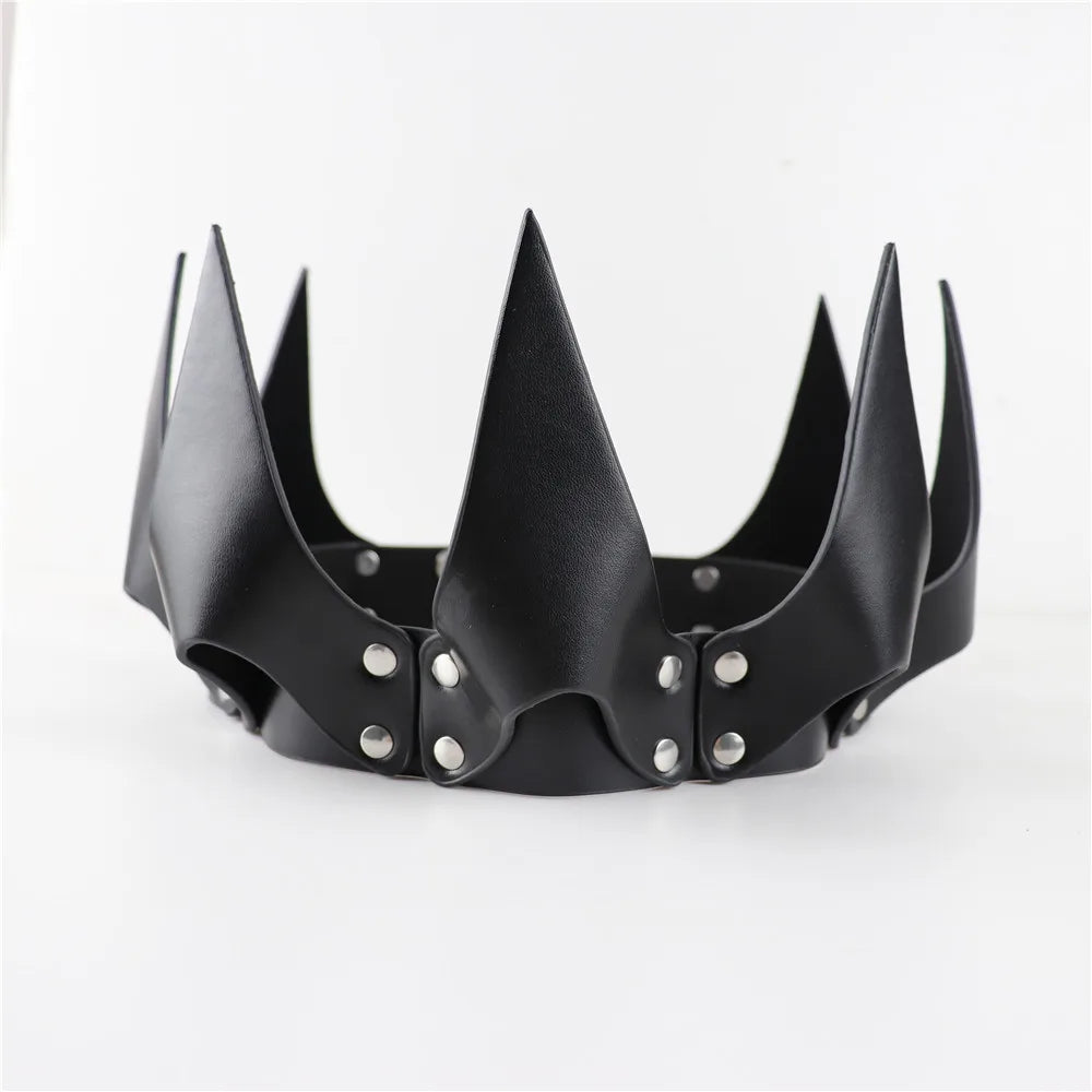 Handmade Leather Queen Crown – Bold Regal Accessory | Black & Red