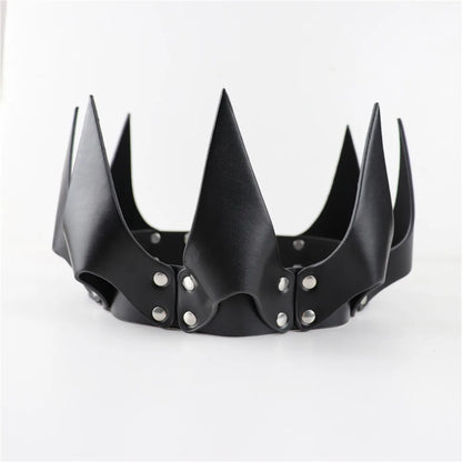 Handmade Leather Queen Crown – Bold Regal Accessory | Black & Red