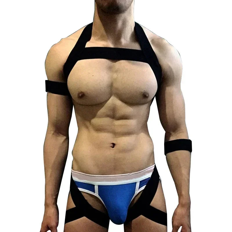 Chest Harness Set – Black, Red & White | One Size | Polyester & Nylon