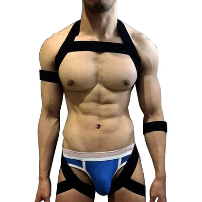 Chest Harness Set – Black, Red & White | One Size | Polyester & Nylon