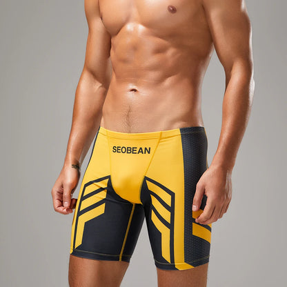 Quick-Dry Swim Brief – Red & Yellow | M–2XL | Polyester & Elastane