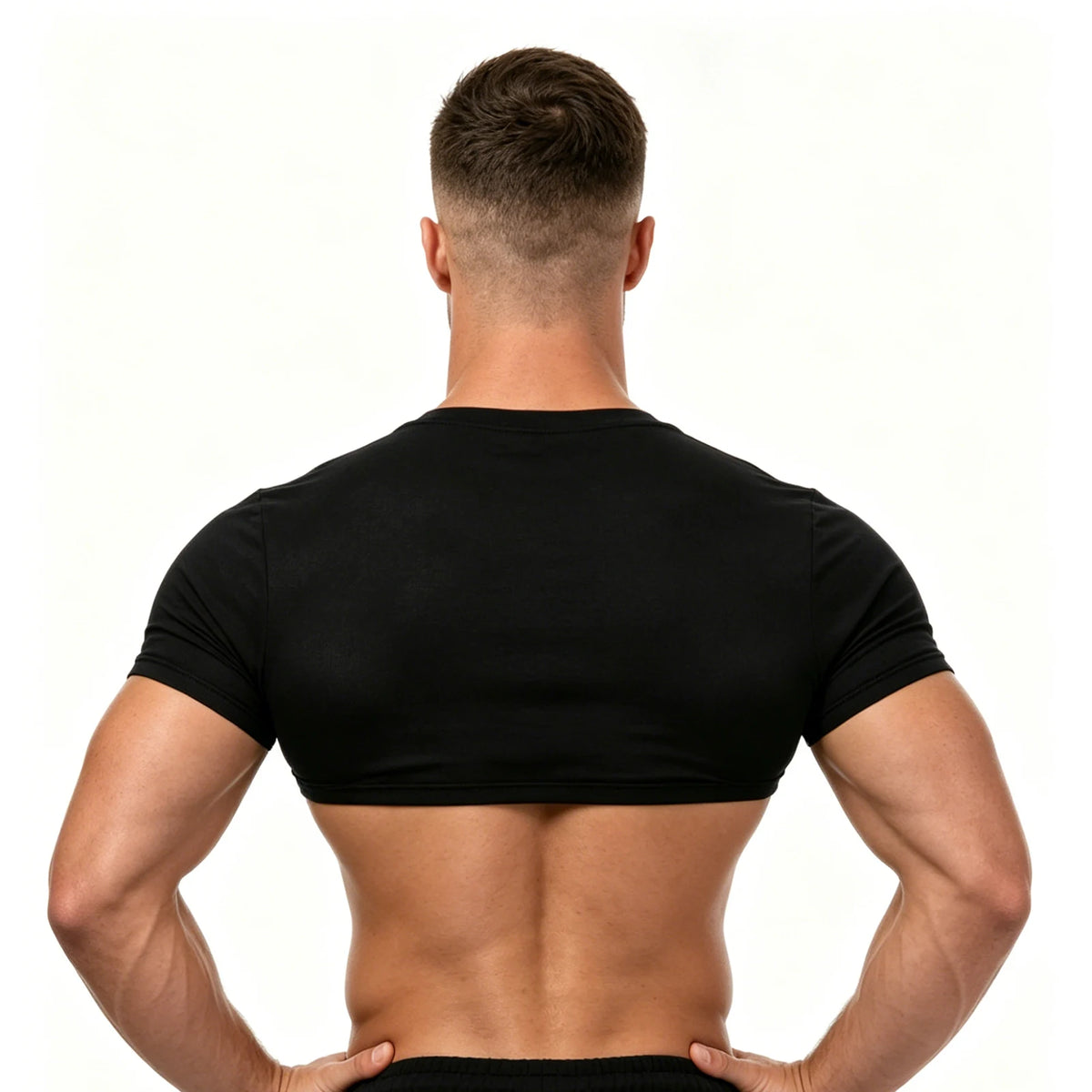 Short-Sleeve Crop Top – Black | One Size | Polyester & Spandex