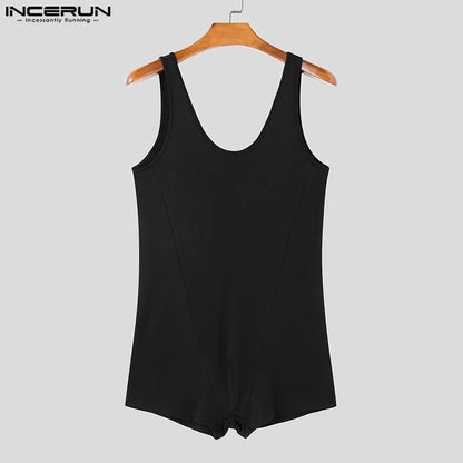 U-Neck Sleeveless Bodysuit – Wine Red & Black | S–3XL | Polyester & Spandex