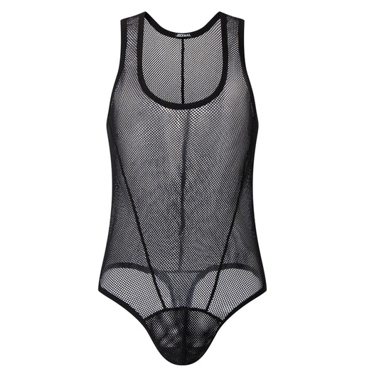 Mesh Jockstrap & Body Harness Set – Black & White | M–XL | Nylon & Elastane