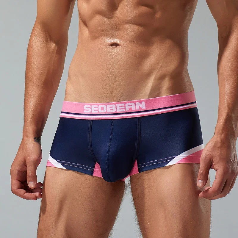 Seobean Ice Silk Low-Rise Boxer Briefs – 4 Colours | M–2XL | Polyester & Elastane