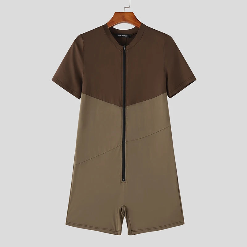 Colour-Block Zip Bodysuit – 3 Colours | S–3XL | Polyester & Elastane