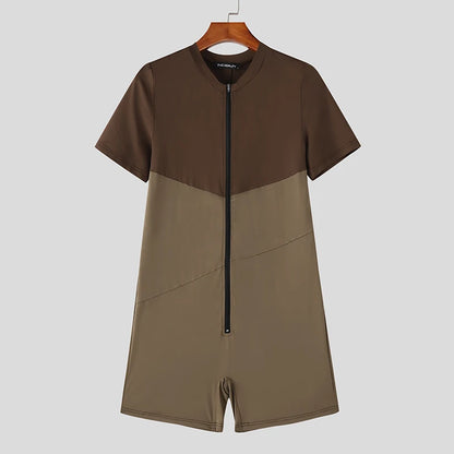Colour-Block Zip Bodysuit – 3 Colours | S–3XL | Polyester & Elastane