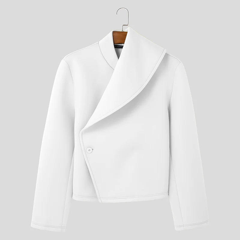 INCERUN Men's Deconstructed Solid Loose Jacket – Long Sleeve Casual Everyday Coat | S–5XL