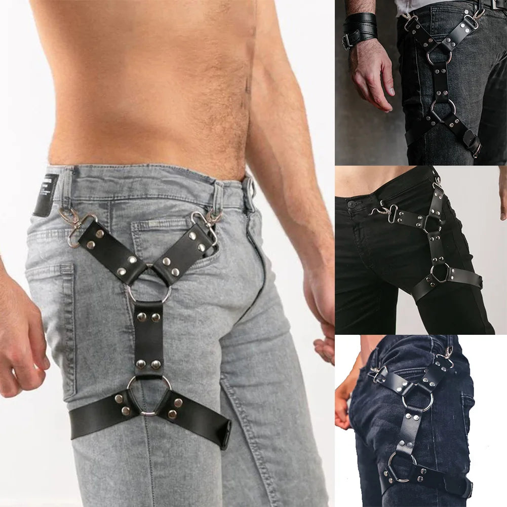 Handmade Upper Leg Harness – Artisan Crafted Thigh Strap | Black | One Size