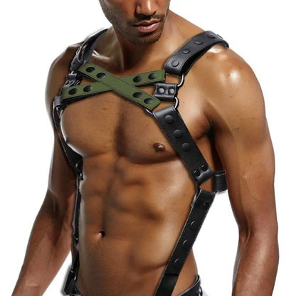 Leather Chest Harness – 4 Colours | S–2XL | Genuine Leather & Metal