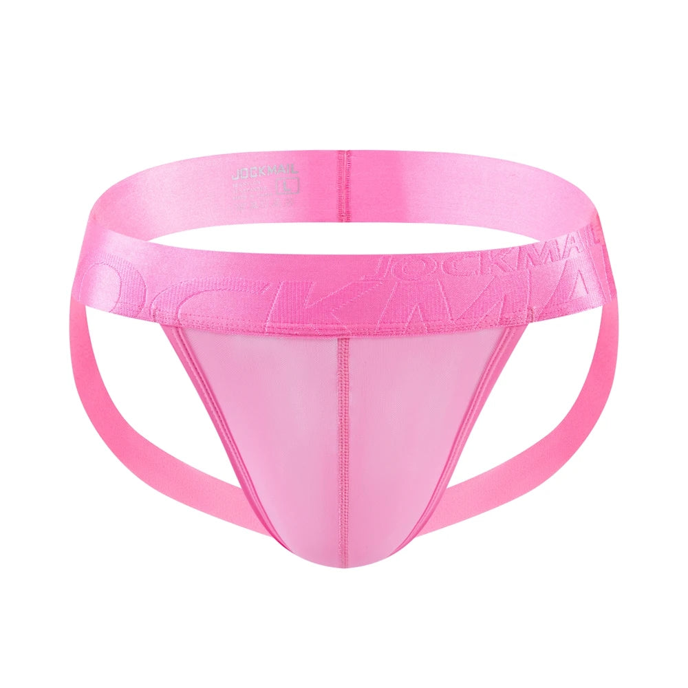 Sheer Mesh Jockstrap – Black, Pink & White | M–2XL | Nylon & Mesh