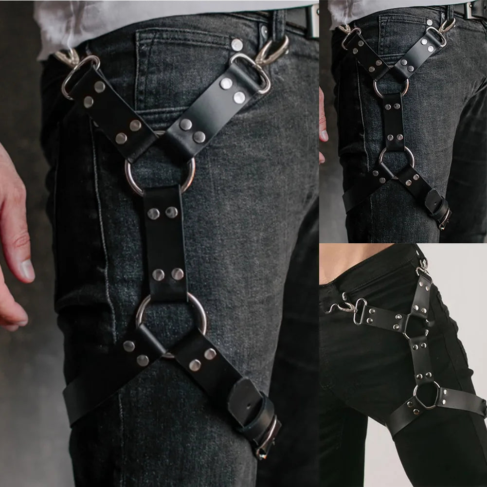 Handmade Upper Leg Harness – Artisan Crafted Thigh Strap | Black | One Size