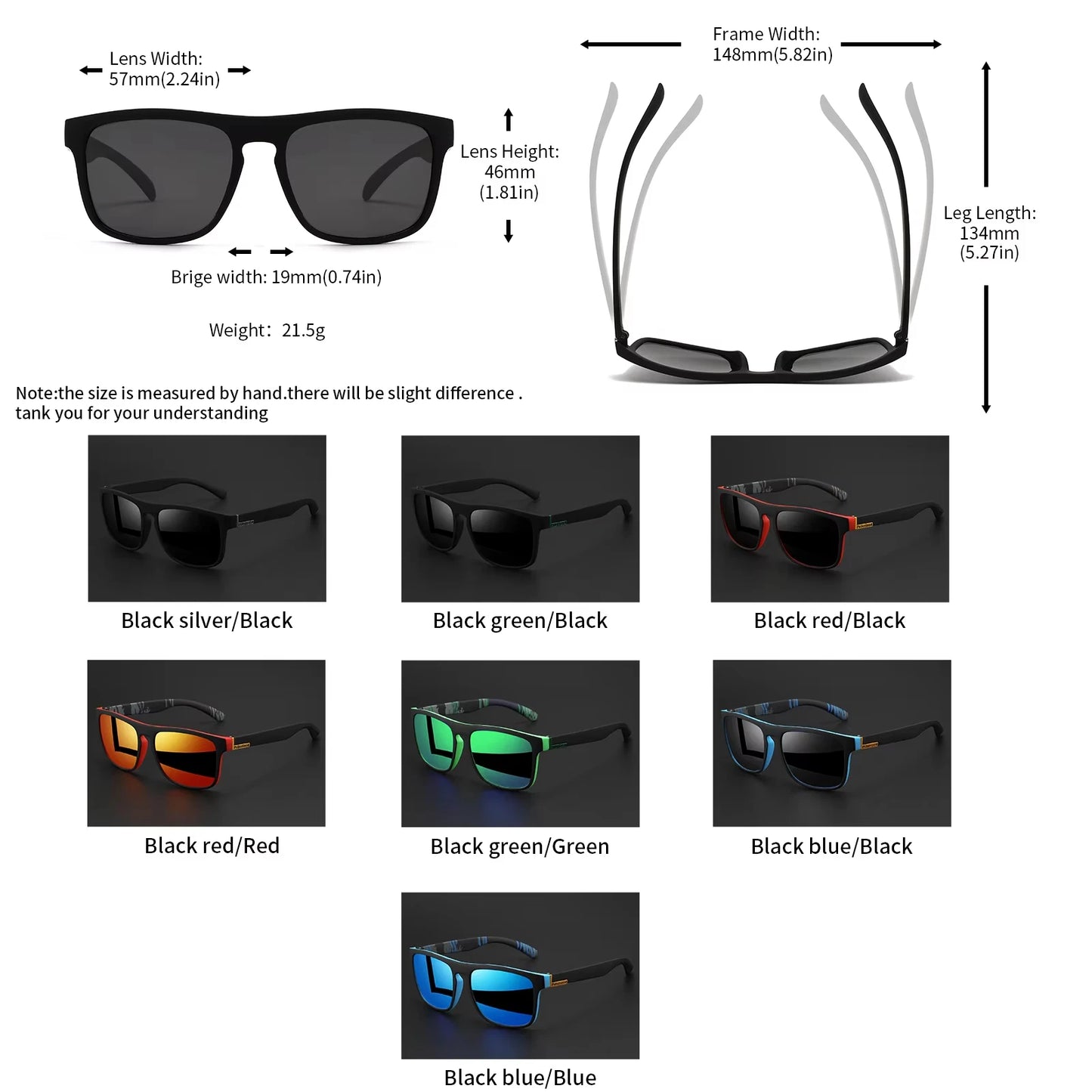 Polarised Square Sports Sunglasses – 7 Styles | UV400 | CE Certified