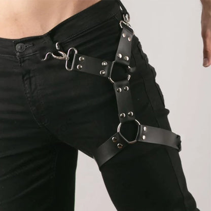 Handmade Upper Leg Harness – Artisan Crafted Thigh Strap | Black | One Size