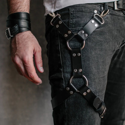 Handmade Upper Leg Harness – Artisan Crafted Thigh Strap | Black | One Size