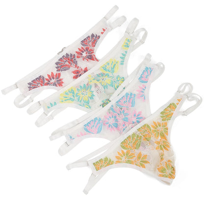 Men's Sheer String Thong – Pink, Red, Yellow & Blue | One Size | Nylon & Lycra